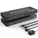 HDMIKVM切替器4ポート、4入力1出力PC切替器4K@60Hz、4つUSB3.0ハブ備えたKVMHDMI4ポートスイッチャー、EDID管理、ワイヤレスキーボ...