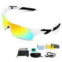 スポーツサングラス 偏光レンズ UV400紫外線カット 超軽量 交換レンズ5枚 フルセット 釣り/自転車/野球/ゴルフ/ランニング/ドライブ/登山 偏光サングラスセット (ホワイト1)(4)
