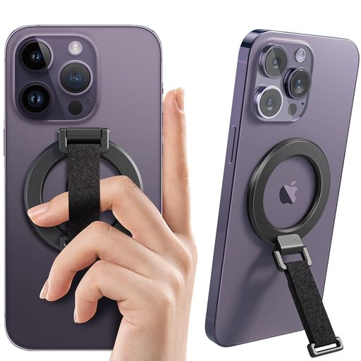 ENGMOLPHY MAGSAFE対応スマホリングホルダー 指ストラップ付き【革新構造】 スマホグリップ 磁気フィンガーリングホールド 指ループ付き 取り外し可能 マグネットバンカーリング IPHONE
