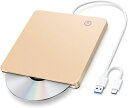 CDDVDドライブ外付けUSB3.0&Type-C兼用スロットイン式タッチイジェクト外付けDVD/CDドライブMac/Windows/Linux等対応DVD/CD/VCD読み書き薄型ポータブルDVD/CDドライブ(ゴールド)