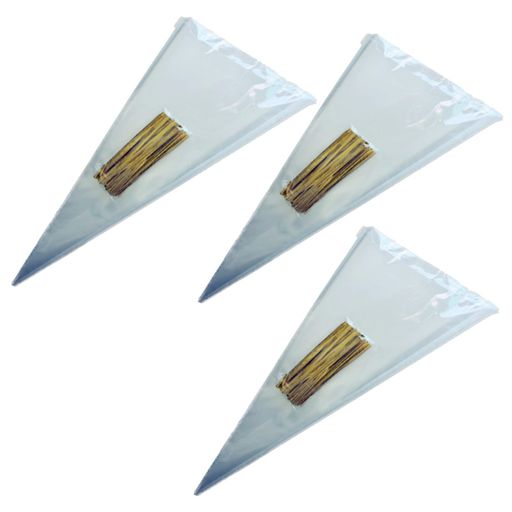 シンプルチョコ三角形OPP袋タイ付属300枚か400枚透明大容量ラッピング袋包装つつみ紙食品包材クレープ(300枚大サイズ)