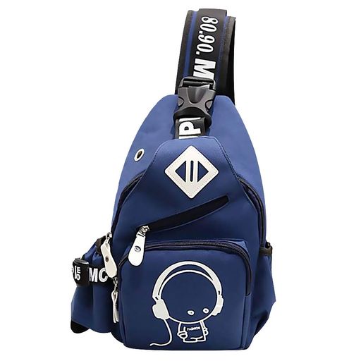 [Nob.Yi]ボディバッグメンズワンショルダーレディース斜め掛けiPad収納防水ランニング旅行登山散歩などに快適可愛い発光多機能バッグ(ネイビー)