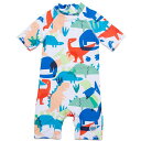 BONVERANO水着ラッシュガードワンピースUPF50+UVカット半袖ベビー男の子(WhiteDinosaur6-9Months)