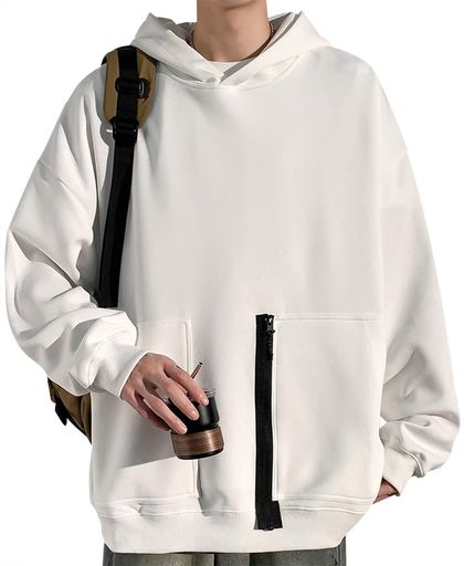 [bluefeel]秋服メンズパーカー長袖おしゃれプルオーバージッパーポケット付き暖かい秋冬ゆったりフード付きプルオーバー人気カジュアルトップス無地柔らかいストリート系耐摩耗派手お…