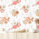 VEELIKE剥がせる壁紙シール花柄北欧デザイン防水/耐熱/厚手のり付きDIY壁紙クロス44.5X300CMおしゃれガスコンロキッチン天井トイレ賃貸対応貼るだけ...