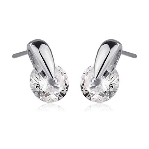 [K.L.Y]ピアスレディースオーストリア水晶一粒イヤリング18金RGP(ホワイトゴールド)ギフト包装