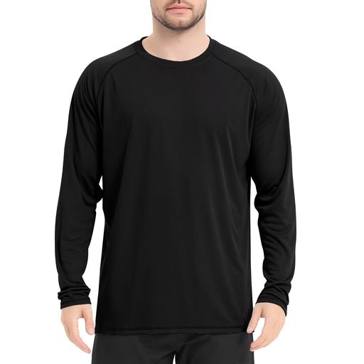 [THREEGUN]スポーツシャツ長袖メンズストレッチドライラッシュガード長袖シャツロングtシャツアンダーシャツトレーニングウェア吸湿速乾(ブラック2XL)