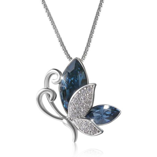 Necklace - [Richapex]ネックレスレディース女性用蝶の形のネックレス-水晶とジルコニアのネックレスペンダント、金属アレルギー防止-エレガントでアクセサリー