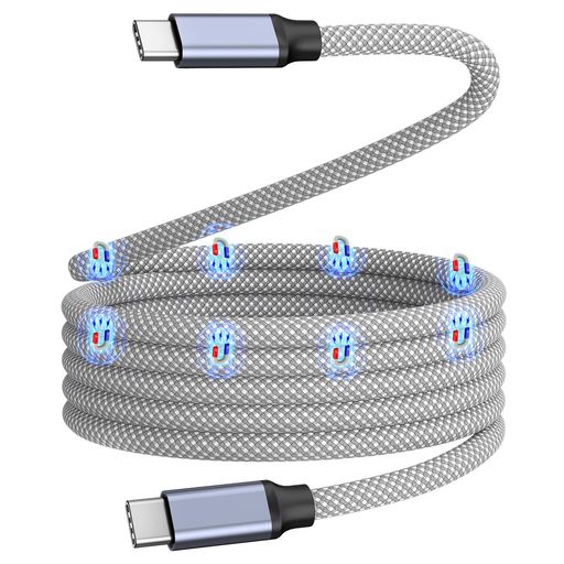 Magtame タイプcケーブル 磁石自動収納 240W/5A急速充電 type-c_ケーブル QC4.0/PD3.1対応 usbc-usbcケ_ーブル 金属製コネクタ