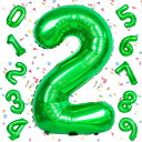 EXGOX数字バルーンライトグリーン大きい誕生日ナンバー2アルミ風船32インチハッピーバースデーパーティー成人式入学卒業式記念日お祝い飾り付け