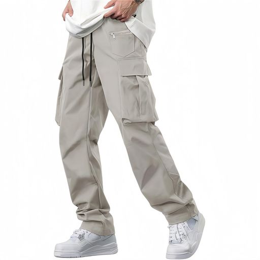 [HERLNY]カーゴパンツメンズワークパンツゆったり大きいサイズ無地多ポケットハイキングカジュアルアウ..