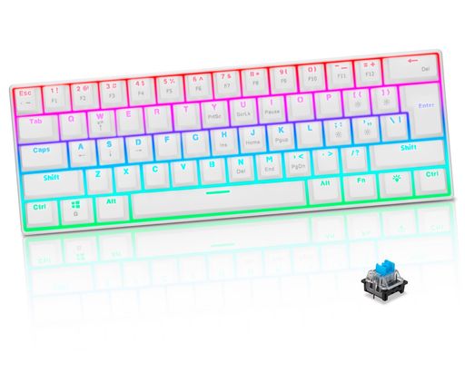 CHONCHOW ゲーミングキーボード メカニカルキ青軸 コンパクト RGBバックライト 61キー60%小型コンパクト設計 全キー防衝突デザイン 光るキーボード ps4/ps5対応 人間工学 Windows 10/8/7/xp/VISTA、Mac