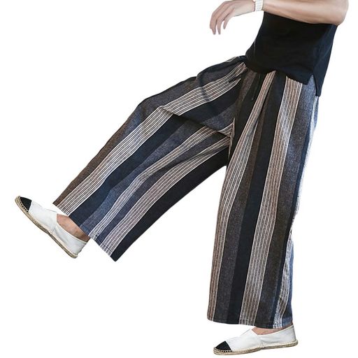 [YIMANIE]ワイドパンツ袴パンツメンズガチョウパンツ和式ズボンビッグシルエットゆるゆるゴム紐無地ス..