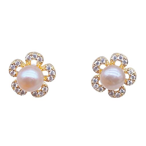 天然淡水パールピアス925シルバーパールイヤリングスピアスレディース人気金属アレルギー対応(ピンクのパールペタル)