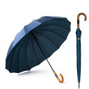 Aiyoupin【暴雨強風対策長傘】メンズ傘310T高強度グラスファイバー伞16本骨長傘大きい雨傘ワンタッチ丈夫メンズ傘紳士傘木ハンドル長傘大きい傘収納ポーチ付き傘大きいな傘メンズ長傘