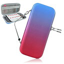 CROWNCATSwitch2対応ケース高耐久【たっぷり入るZIP収納x大容量10本のソフト収納x衝撃対策に!ハード素材x内側キズも防止xストラップ付き&簡易防水仕様8分音符】レッドxブルー