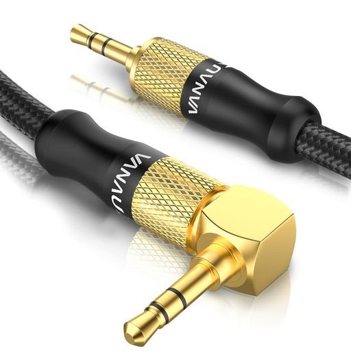 VANAUX 3極 AUX ケーブル 片側L型 3.5mm TRS オーディオケーブル オス-オス イヤホンジャック スマホ/PC/TV/モニター/ヘッドホン/イヤホン/PS4/MP3/スピーカーに対応 (5M, 3極/TRS)