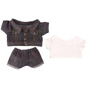 niannyyhouseぬいぐるみ用ジーンズジャケット白いTシャツ20cm人形の服綿人形の服着せ替え(black)