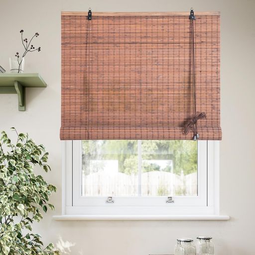 YitianBambooArtすだれ室内幅88x丈135cm2本セット竹製ロールスクリーン簾屋内遮光遮熱目隠し日除け日よけ防止巻き上げ機能付きブラウン