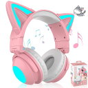 GHDVOPヘッドホンBLUETOOTH5.0猫耳ヘッドホン猫耳イヤホン可愛いゲーミングヘッドセット有線/無線両用伸縮式折り畳み式マイク内蔵LEDランプ7色自由変換キラキラ3.5MMUSBポート搭載ノイズキャ…
