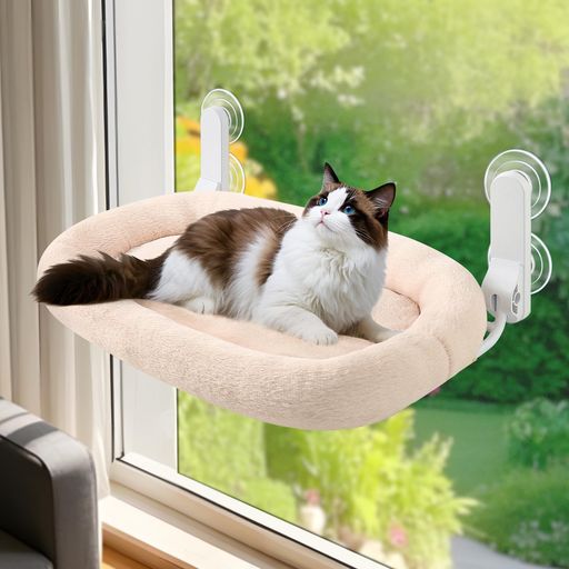 GUUSII折畳み式ねこハンモックねこベッドクッション曲線パイプ2025年新デザイン吸盤猫窓用ハンモック猫..