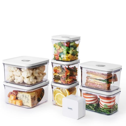VAKUENプレミアム真空保存容器&全自動食品シーラー機ショート8点セットバルブで便利開閉BPAフリー100%漏れ防止非真空保存の容器よりも最大5倍長く食品を新鮮に保存可能(OT-BASICSET/8P)