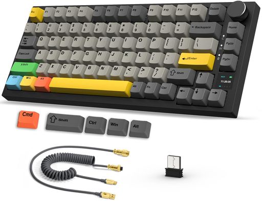 ATTACKSHARKxAJAZZAK820PRO75%メカニカルキーボード無線充電式3モード2.4Ghz/Bluetooth/有線USB接続TFTスクリーンANSI配列TKLゲーミングキーボードリニアスイッチ3/5ピン