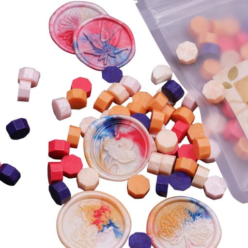 シーリングワックスワックスビーズ八角形ブレンドカラー100粒(赤い豆の思い)12.5cm*9cm*1cm