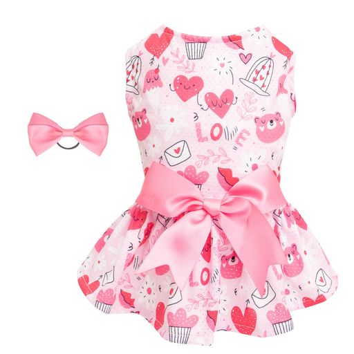 CuteBone犬服夏ひんやり猫服犬服夏用犬の服通気性メッシュ犬ワンピーススカートペット服お姫様可愛いワンピース蝶結び袖なし犬服冷感女の子春夏人気小中型犬猫SサイズBF05S-JP