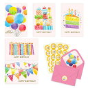 メッセージカード可愛い誕生日カードグリーティングカードハッピーバースデーカードお祝いHappyBirthdayCard封筒と封印シール付き10枚入り