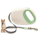 THKWOO犬リード伸縮自動巻き取り長さ5M荷重30KG軽量犬のリード小型犬中型犬散歩強いナイロンテープワンクリック停持ち運び簡単(緑-白)(4)