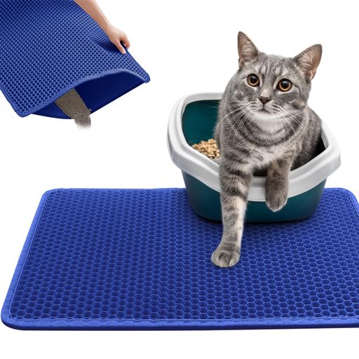 Assky猫砂マット防水&抗菌二重層EVA構造超吸収&防臭猫トイレマット滑り止め設計(3サイズ/5色)猫砂飛散..