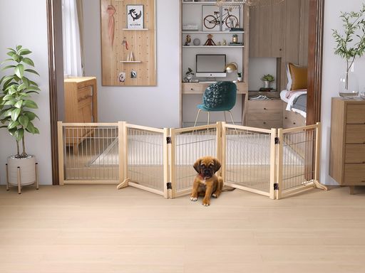 ペットフェンス犬ペットゲート置くだけ犬フェンス室内ペット柵安全柵小型犬中型犬脱走防止ガード飛び出し防止多頭飼いペットガード(高さ43CM、長さ291CM、5つのパネル) ペットフェンス犬ペットゲート置くだけ犬フェンス室内ペット柵安全柵小型犬中型犬脱走防止ガード飛び出し防止多頭飼いペットガード(高さ43CM、長さ291CM、5つのパネル)