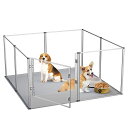 BingoPaw犬サークルペットフェンスアクリル室内うさぎペットサークル小型犬ドッグサークル小動物猫チンチラ部屋んぽサークル頑丈ドア付き中型犬透明