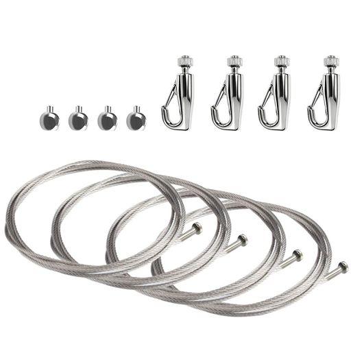 リッセイピクチャーレールワイヤーフック額縁金具絵画ポスター写真用耐荷重30kg(1m、4本ワイヤーフック)