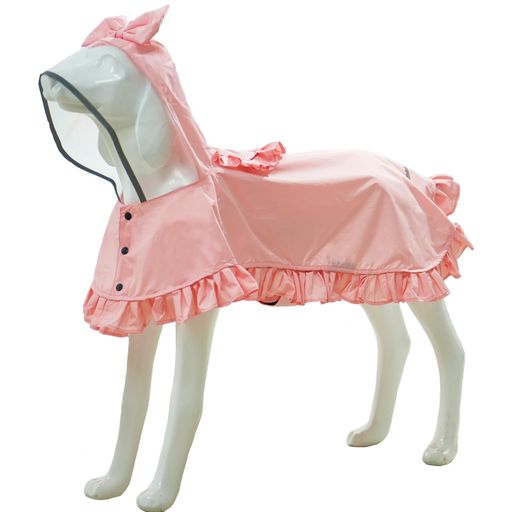 MAMORE犬レインコートポンチョ防水カッパドッグ小型犬中型犬大型犬ドッグ調整可反射脱着簡単PVCフード可愛いスカート裾通気(ピンクL)