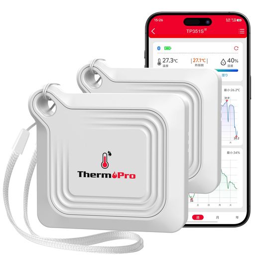 ThermoPro温湿度計Bluetooth温度計湿度計温度湿度計デジタル高精度スマホ連動アラーム機能ストラップ付..
