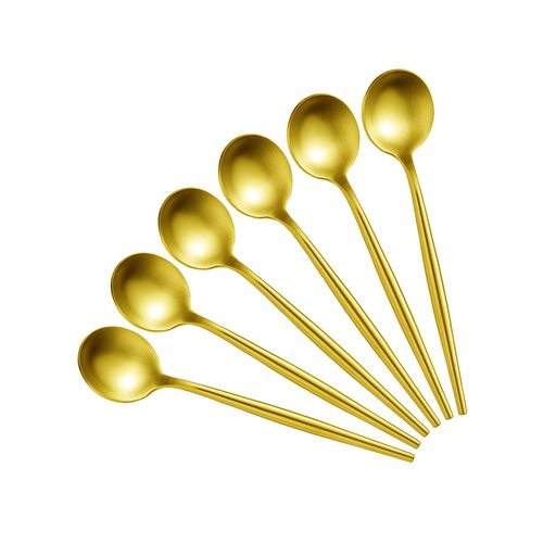 Oishiaティースプーンデミタススプーン6本セット金色13.5cm小さめ中空柄軽量おしゃれ可愛い18-8ステン..
