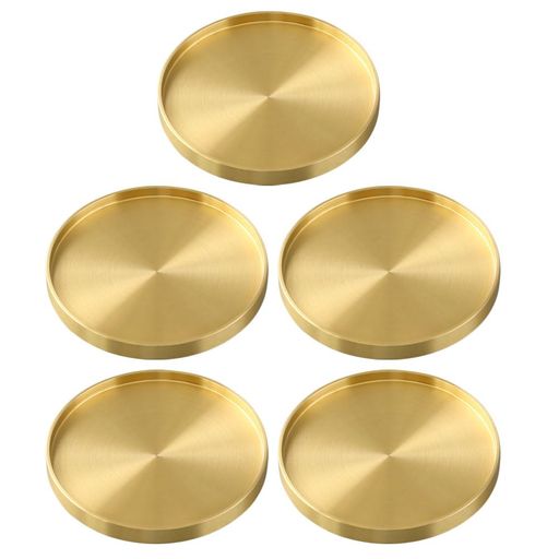 DOITOOL真鍮製コースター5枚セット直径約2.6インチ銅製カップマットティー&コーヒーマグ用丸型おしゃれ..