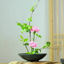 水盤生花用の花器陶器セラミックスブラック花瓶花器フラワーベース日本黒丸水盤楕円型大華道用花器