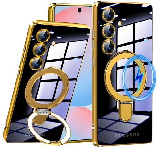 GalaxyS24FE用ケースクリアリング付きTPU耐衝撃Magnetic対応ストラップホール付きレンズフィルムカメラ..