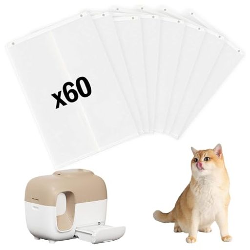 猫用自動トイレ専用設計。4つのスナップボタンで簡単に取り付けられ、トレイに完璧にフィットします 強力な密封・消臭設計により、最大15日間の「ゼロタッチ」清掃を実現。部屋の臭いを気にせず、快適な空間を維持できます アップグレードされた厚手12シルク素材で破れにくく、1枚あたり約10~15日間使用可能。60枚入りの大容量パックで、長期的に経済的です 引き出して丸めるだけの、10秒簡単交換。トレイ自体が汚れないため、毎回の水洗い手間がなく、より衛生的です 排泄物の重さに耐える強靭な素材と補強された縁設計で、持ち上げ時の漏れを防止。日々の使用に安心です