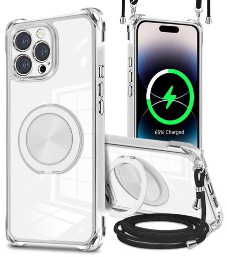 GULEIYAA iPhone 14 Pro Max 用 ケース 縦横両対応 360° 回転スタンド リング マグネット搭載 MagSafe 対応 ワイヤレス充電対応 い phone 14promax ケース 肩掛け 斜めかけ 縄掛け 耐衝撃