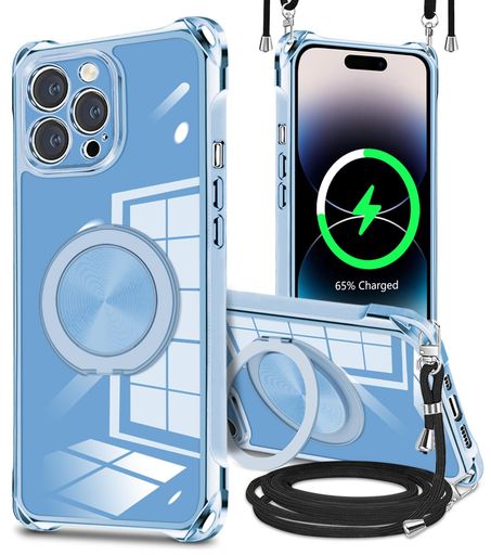 GULEIYAA iPhone 14 Pro Max 用 ケース 縦横両対応 360° 回転スタンド リング マグネット搭載 MagSafe 対応 ワイヤレス充電対応 い phone 14promax ケース 肩掛け 斜めかけ 縄掛け 耐衝撃