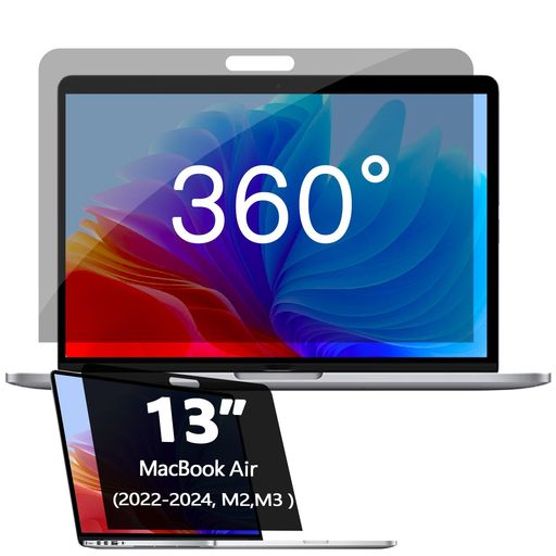 MacBookAir13.6インチ用360°プライバシースクリーンプロテクター(2022-2025年モデル、M2、M3、M4)、4方..