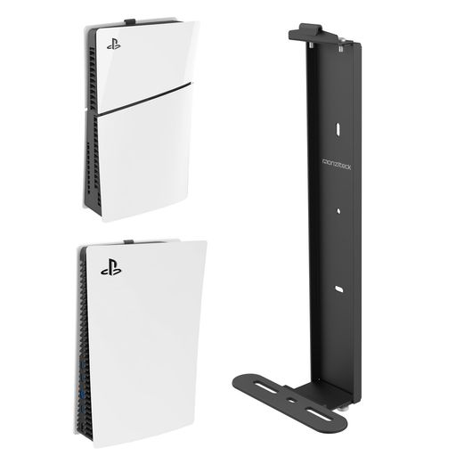 MonzlteckPS5スリム用ウォールマウント-PS5オリジナルおよびPS5スリム(デジタルおよびディスク)用スチールマウントウォールホルダーブラケット頑丈で落下しない、+コントローラーホルダー1…