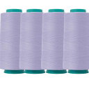 ミシン糸セット60番3000m巻x4個スパン糸ロックミシン糸大容量業務用糸工業用糸家庭ミシン用キルティング糸普通地用手縫い糸裁縫糸美しい色(ライトパープル)