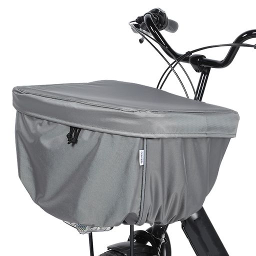 Convida 自転車 カゴカバー 前 防水 2段式 厚手 600Dナイロン 反射帯付き 撥水加工 ファスナー両開き 雨よけ 電動アシスト車対応 (11757-オリーブグレイ)