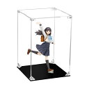 CHILLCASEフィギュアケースUVカットコレクションケース黒地台簡単組立5面クリアビュアクリルケースディスプレイケース堅牢構造クリーニングクロス付属(幅20x奥行20x高さ30cm)