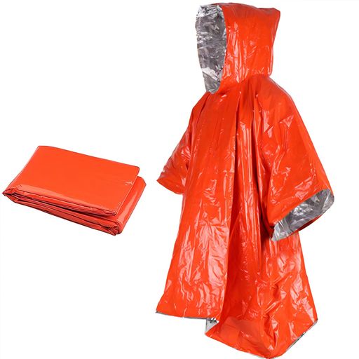 [JUJUGO]防災ポンチョアルミシートリバーシブル非常用防寒レインコート収納ポーチ付き防水防風コンパクト災害対策